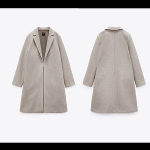 Zara Sand/ Marl Lapel Coat - NWOT